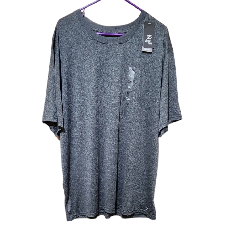 Energy zone men's 100% polyester gray T-shirt